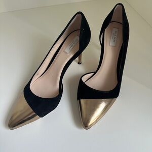 Cole Hann Size 6.5 Black & Gold Heels